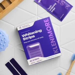 KLENIMORE Purple Teeth Whitening Strips - 7/21 Whitening Sessions - Safe for Enamel - Non Sensitive Teeth Whitening - Peroxide-Free