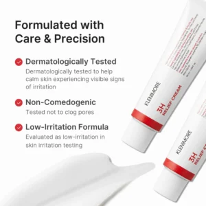 KLENIMORE 3H Daily Relief Cream - Guaiazulene & Centella Soothing Moisturizer for Sensitive Skin