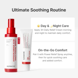 KLENIMORE 3H Daily Relief Cream - Guaiazulene & Centella Soothing Moisturizer for Sensitive Skin