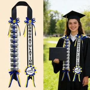🎓 KLENIMORE™ 2026 Graduation Money Lei with Cash Holder 💵✨ 48 Inch Extra Long Braided Ribbon Lei 🎀 DIY Graduation Garland for Cash Gifts 💰 Class of 2026 Grad Party Decorations 🎉