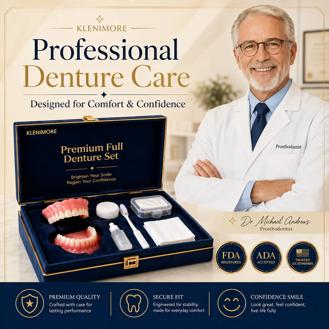 ⏰Ends Today: 70% OFF! 🌎KLENIMORE™ Custom-Fit Dentures— Designed for Comfort and a Natural-Looking Smile